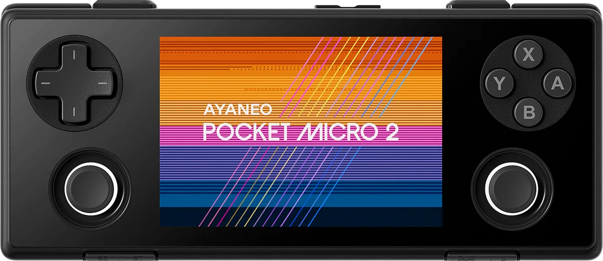 AYANEO Pocket Micro 2 front view in Midnight Black