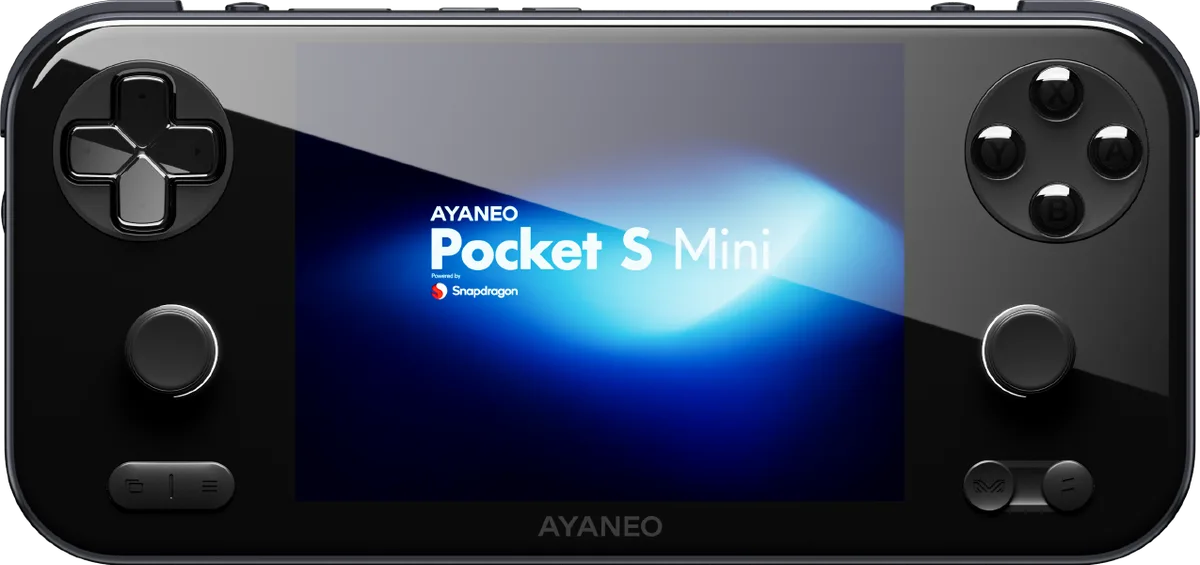 AYANEO Pocket S Mini front view in Obsidian Black