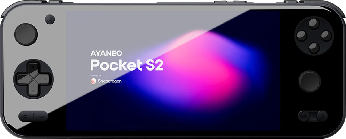AYANEO Pocket S2 front view in Obsidian Black