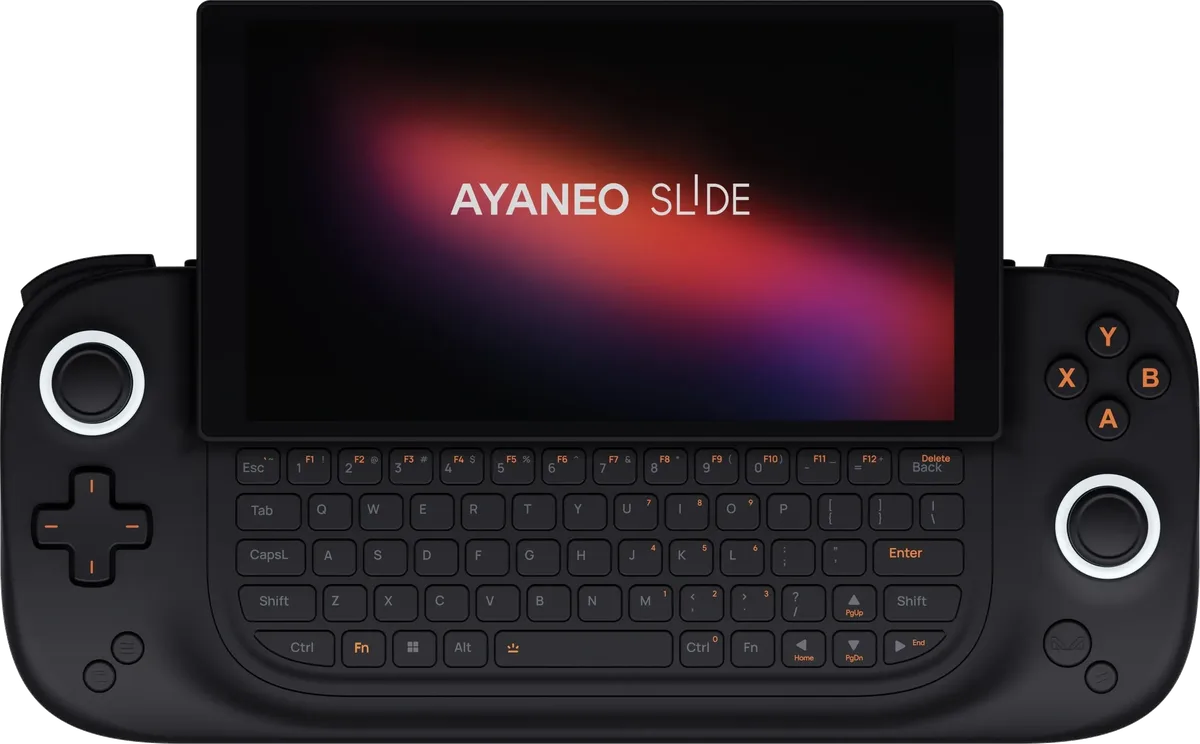 AYANEO SLIDE front view with the screen raised