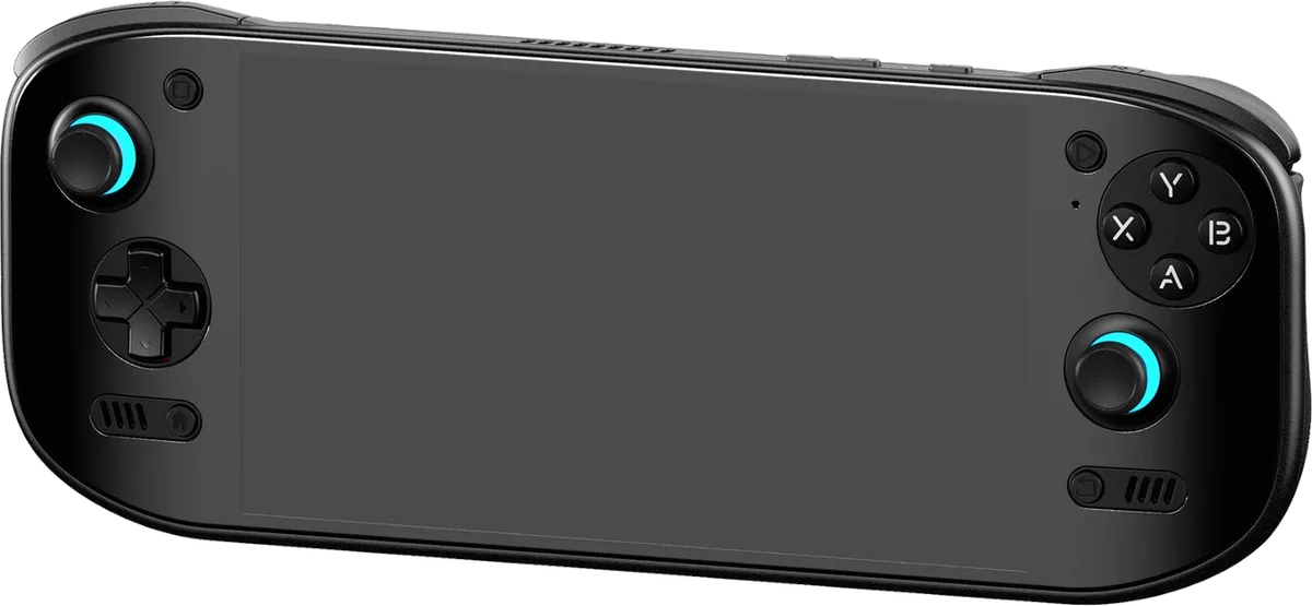 AYN Odin 2 Portal in black, angled front view
