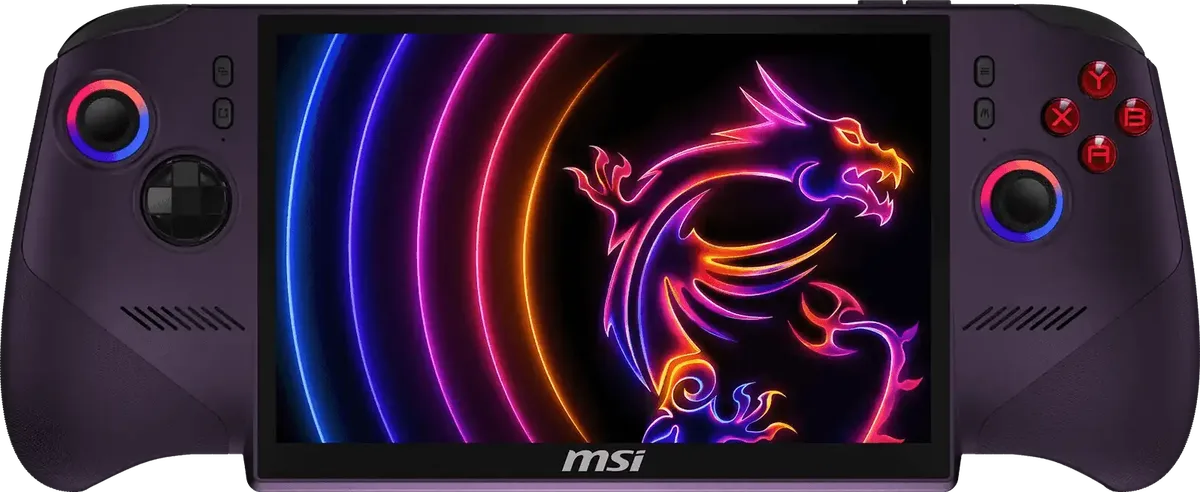 MSI Claw 8 EX AI+ front view in Void Purple