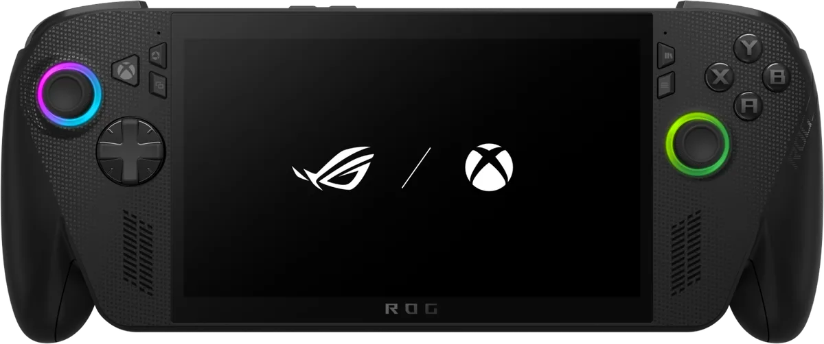 ROG Xbox Ally X front view: 7-inch screen between the black grips